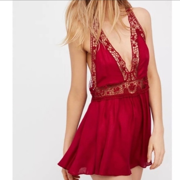 41. FREE PEOPLE Dark Red/Maroon Romper - Picture 1 of 4